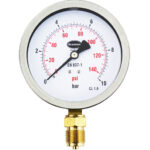 PRESSURE GAUGE SS 0 - 10PSI 100MM BOTTOM BRANNAN