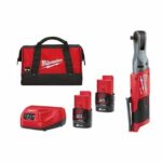 Milwaukee Cordless Impact Ratchet Kit, M12FIR38-202B, Fuel, 3/8 Inch, 12V, 5 Pcs/Kit