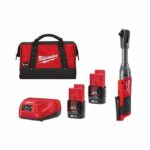 Milwaukee Extended Reach Impact Ratchet, M12FIR38LR-202B, Fuel, 3/8 Inch, 5 Pcs/Kit